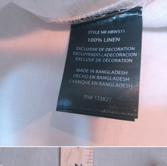 HARVE BENARD 100% LINEN women's medium BEIGE HALF BUTTON TANK - Picture 4 of 6